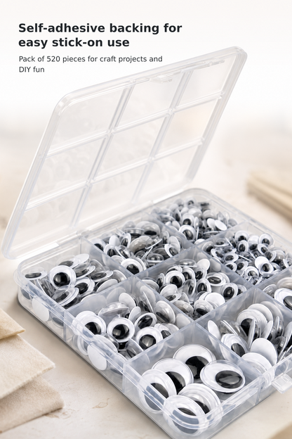 520-Piece Wiggle Eyes Set with Self-Adhesive Backing
